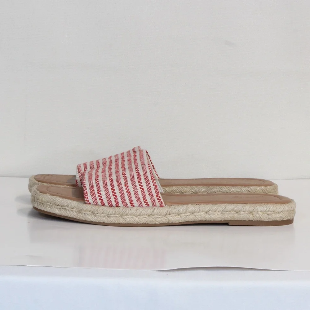 Universal Thread Espadrille Red and White Striped Women's Sandals
